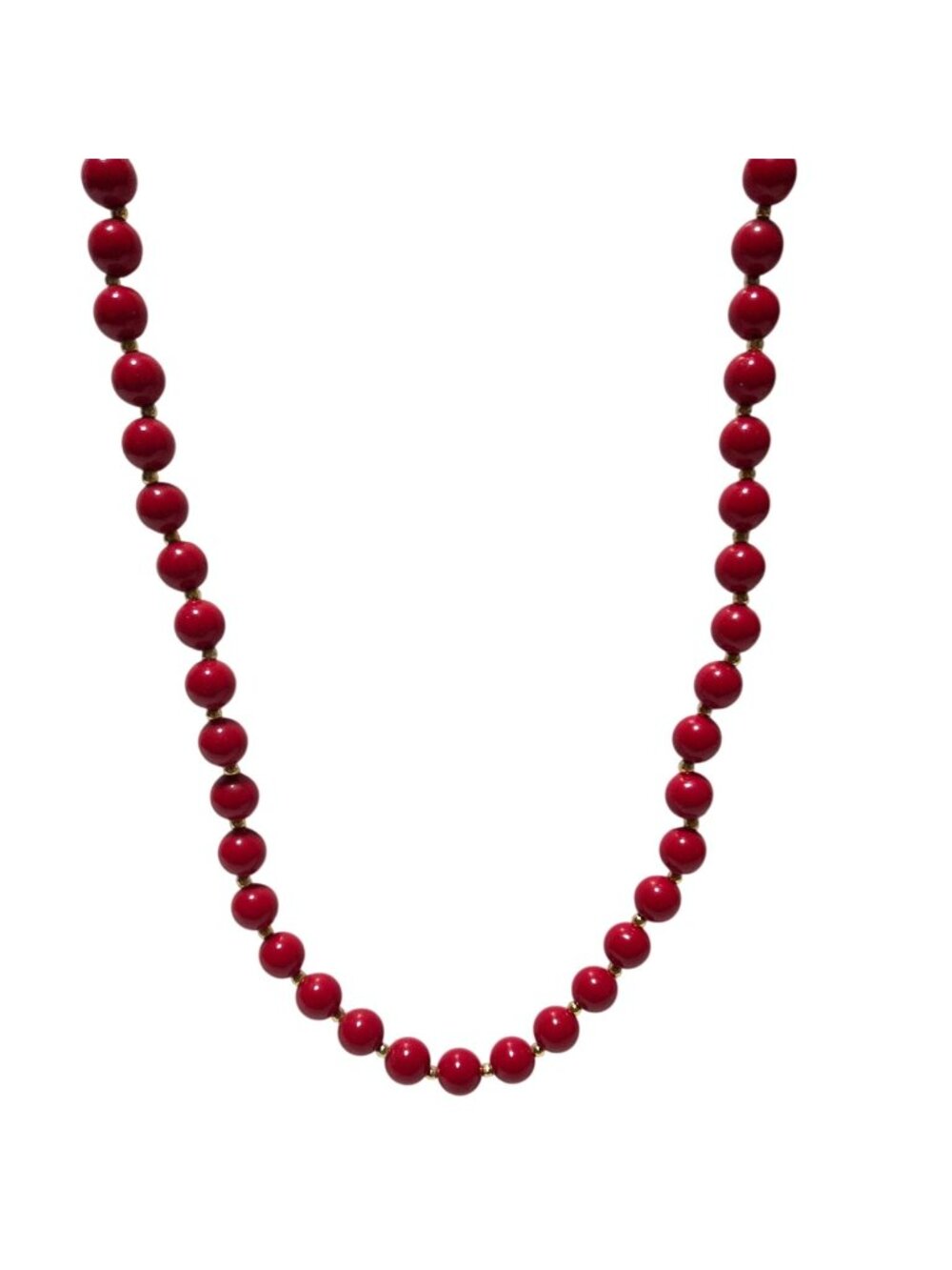 Vintage Cherry Red Beaded Necklace Retro 50s 80s Minimalist Fashion Jewelry